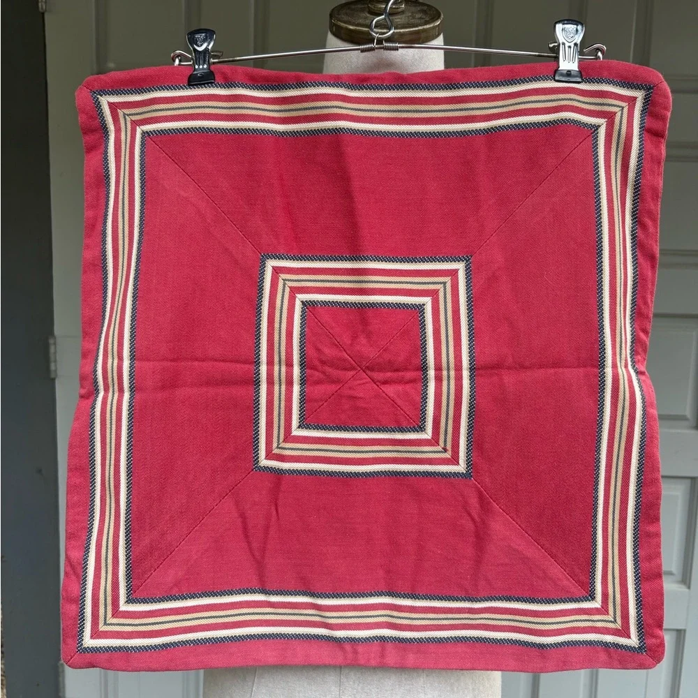 Pottery Barn Red Striped Square Pillow Sham